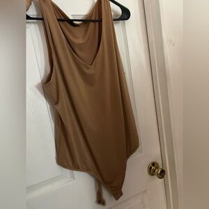 Express Body Con Tan Drape Women's Bodysuit